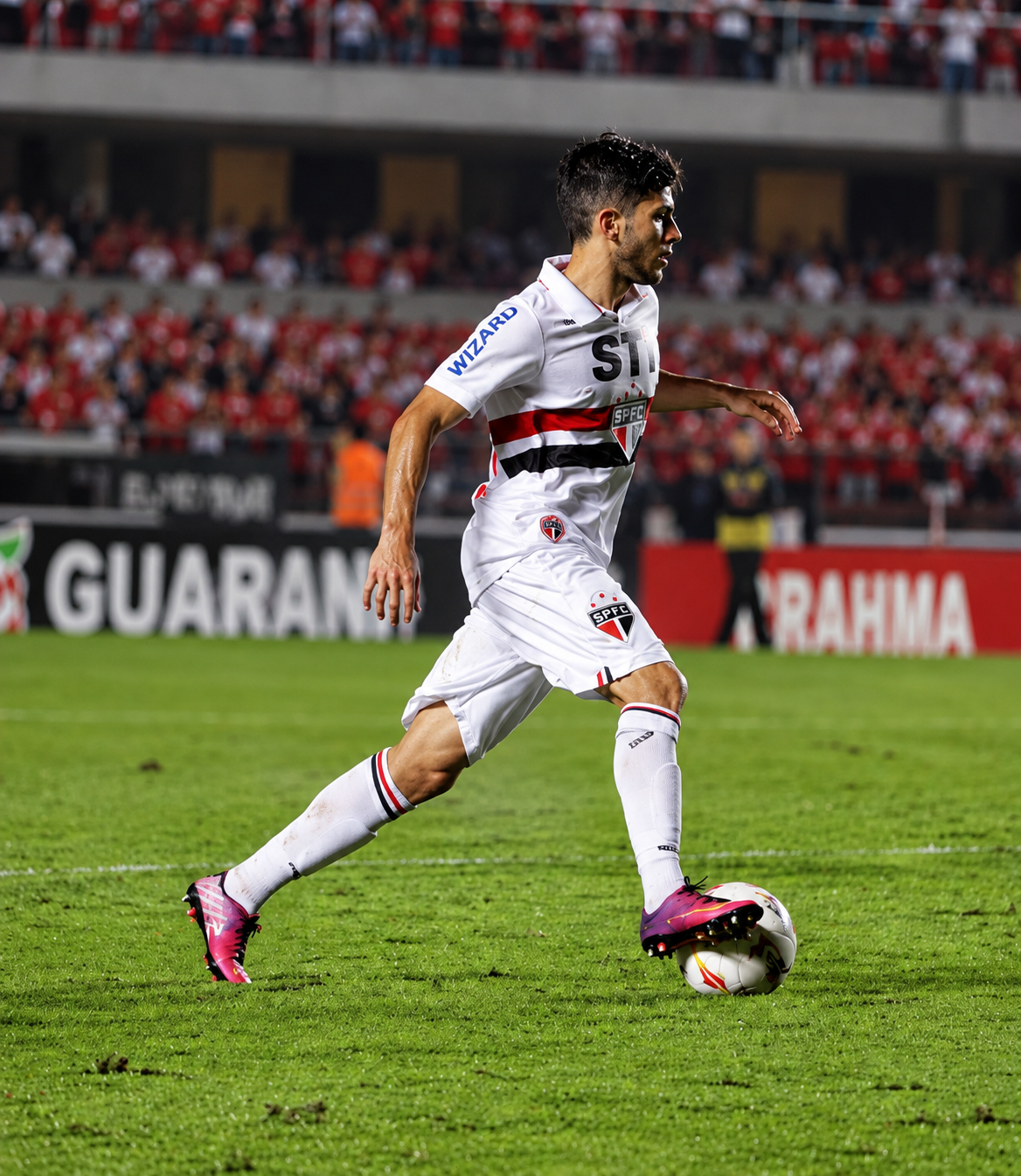 Lucas Farias em campo em partida pelo São Paulo FC