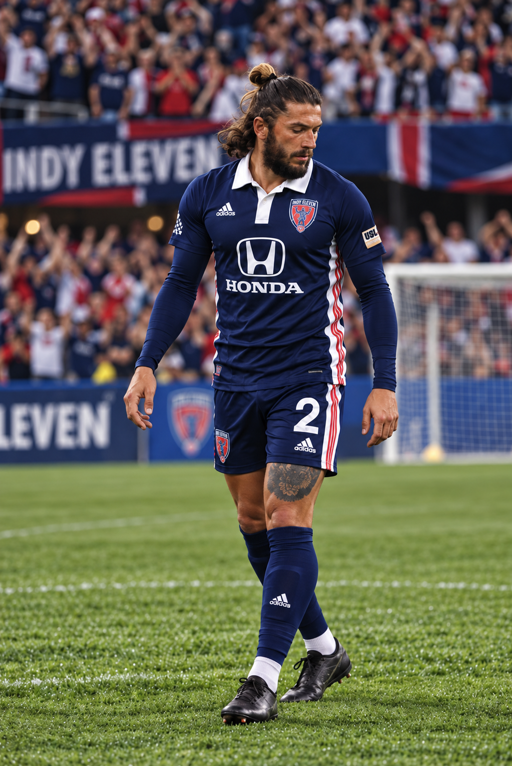 Lucas Farias em campo com o uniforme do Indy Eleven